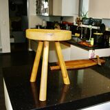 Vintage tripod stool in solid elm denmark 1960s
