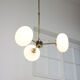 Mid-century brass and opaline glass chandelier
