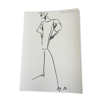 Christian Dior, illustration de mode de presse collection printemps-été 1987