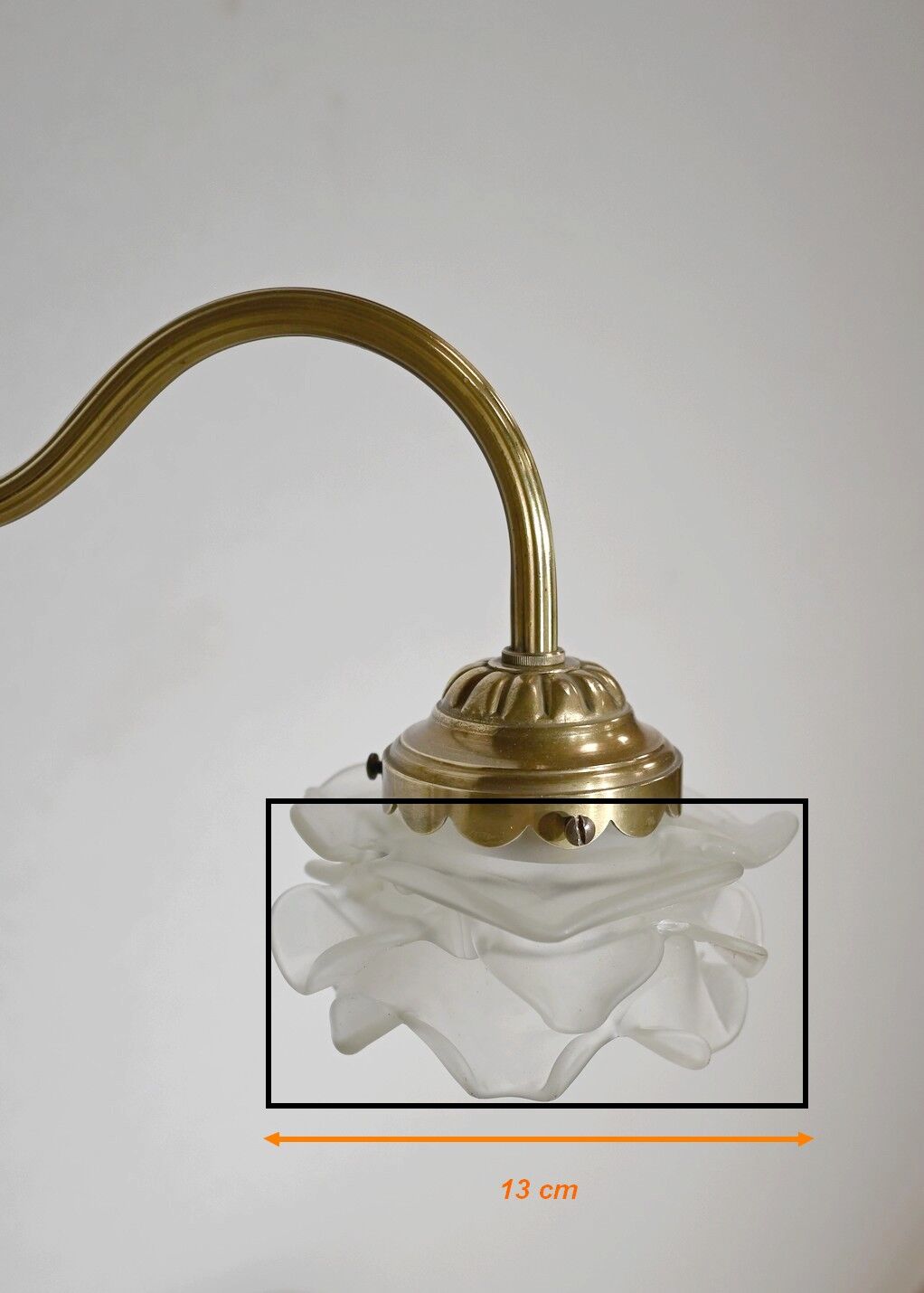 Tulip lamp in glass and bronze, adjustable, art deco 1920
