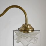 Tulip lamp in glass and bronze, adjustable, art deco 1920