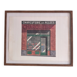 Lithographie ''Charcuterie des