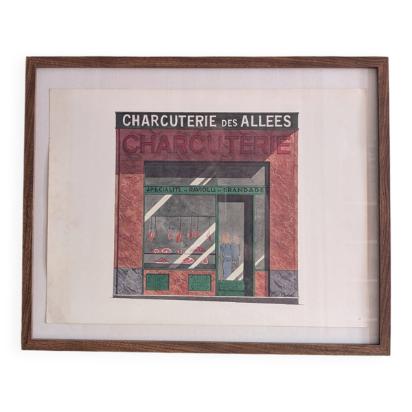 Lithographie ''Charcuterie des Allées'' – Catherine d'Ortoli