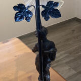 Lamp statue in regulated patinated bronze Auguste Moreau