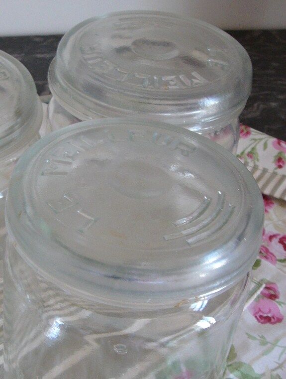 Lot 3 jars the best transparent glass 1 l cover