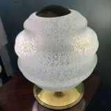 Vintage table lamp from Verrerie de Clichy, speckled glass and brass, years.