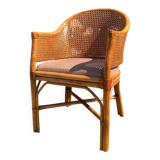 Mc Guire style armchair in rattan and caning from the 1980s.