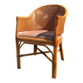 Mc Guire style armchair in rattan and caning from the 1980s.