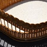 Large original tray in vintage woven rattan