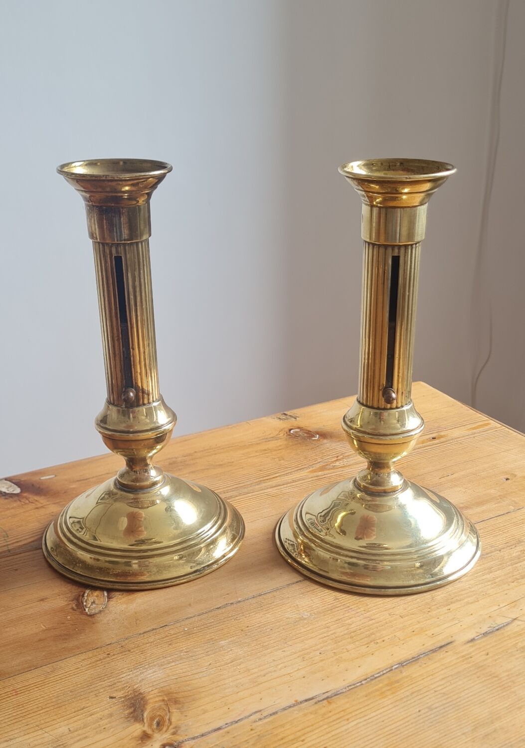Pair of brass candle holders