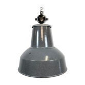 Large Grey Enamel Industrial Factory Lamp from Elektrosvit, 1960s