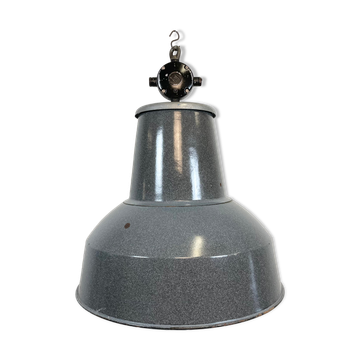 Lampe d’usine industrielle en émail gris d’Elektrosvit années 1960