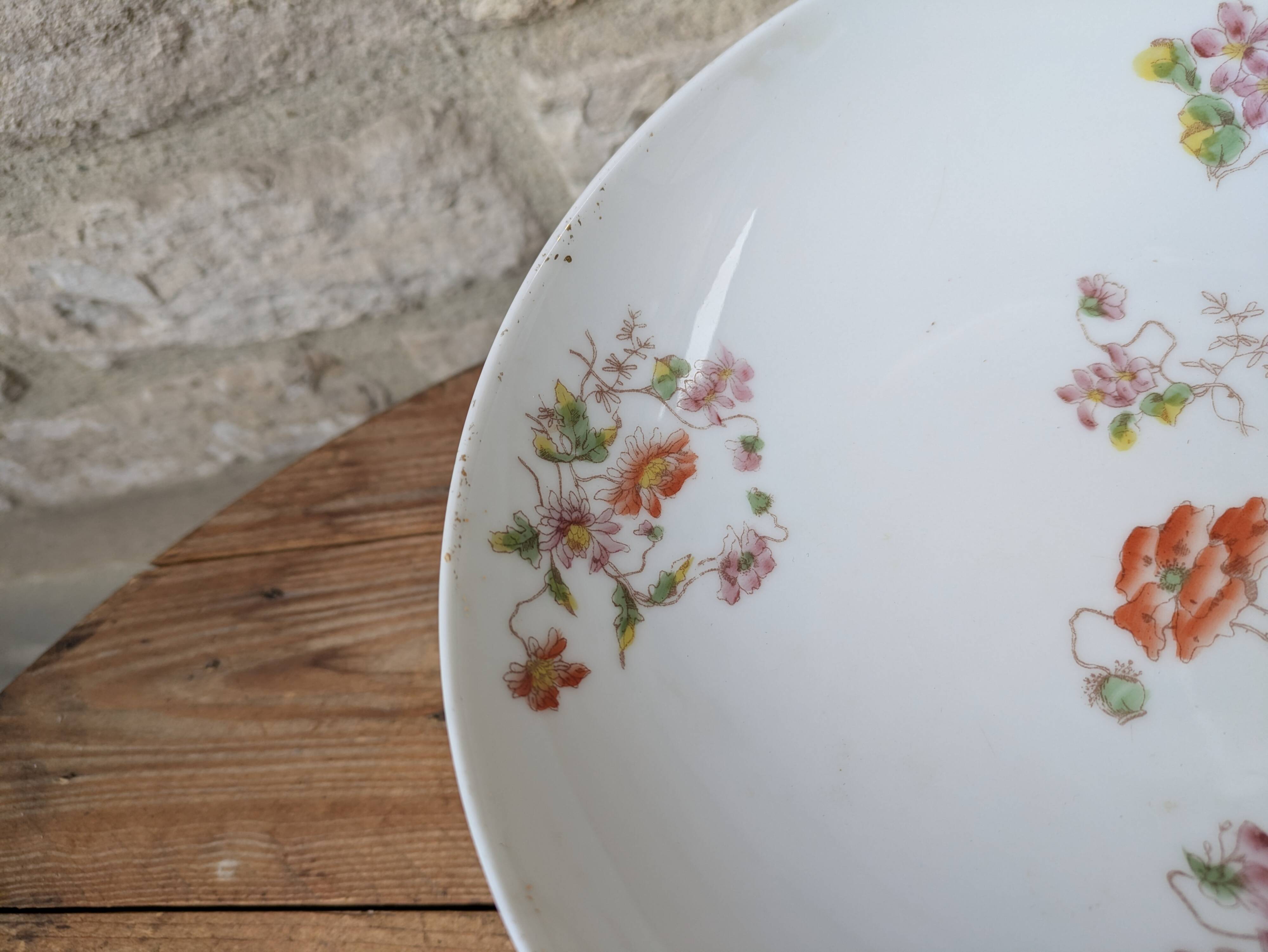 Old Limoges porcelain compote serving dish on pedestal