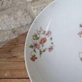 Ancien plat de service compotier sur piédouche en porcelaine de Limoges