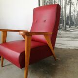 Vintage armchair base compass skaï red