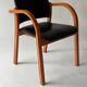 Chaise de bureau bois et Skaï noir 1980