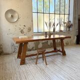 Aranjou farmhouse table in blond elm, 1950s