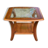 Table basse scandinave carrée Simeuble bois courbé et verre 60cm
