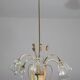 Art Deco Murano Glass and Brass Chandelier, 6 light, 1950