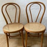 Pair of tanned bistro chairs