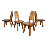 Brutalist pine chair 1970 Seltz style Regain Chapo Perriand vintage design
