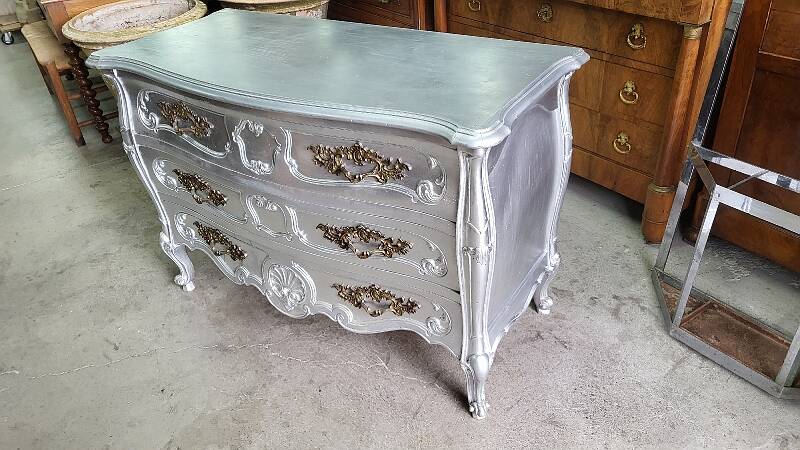 Commode style louis XV argente 3 tiroirs