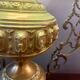 Ancienne suspension bronze et opaline