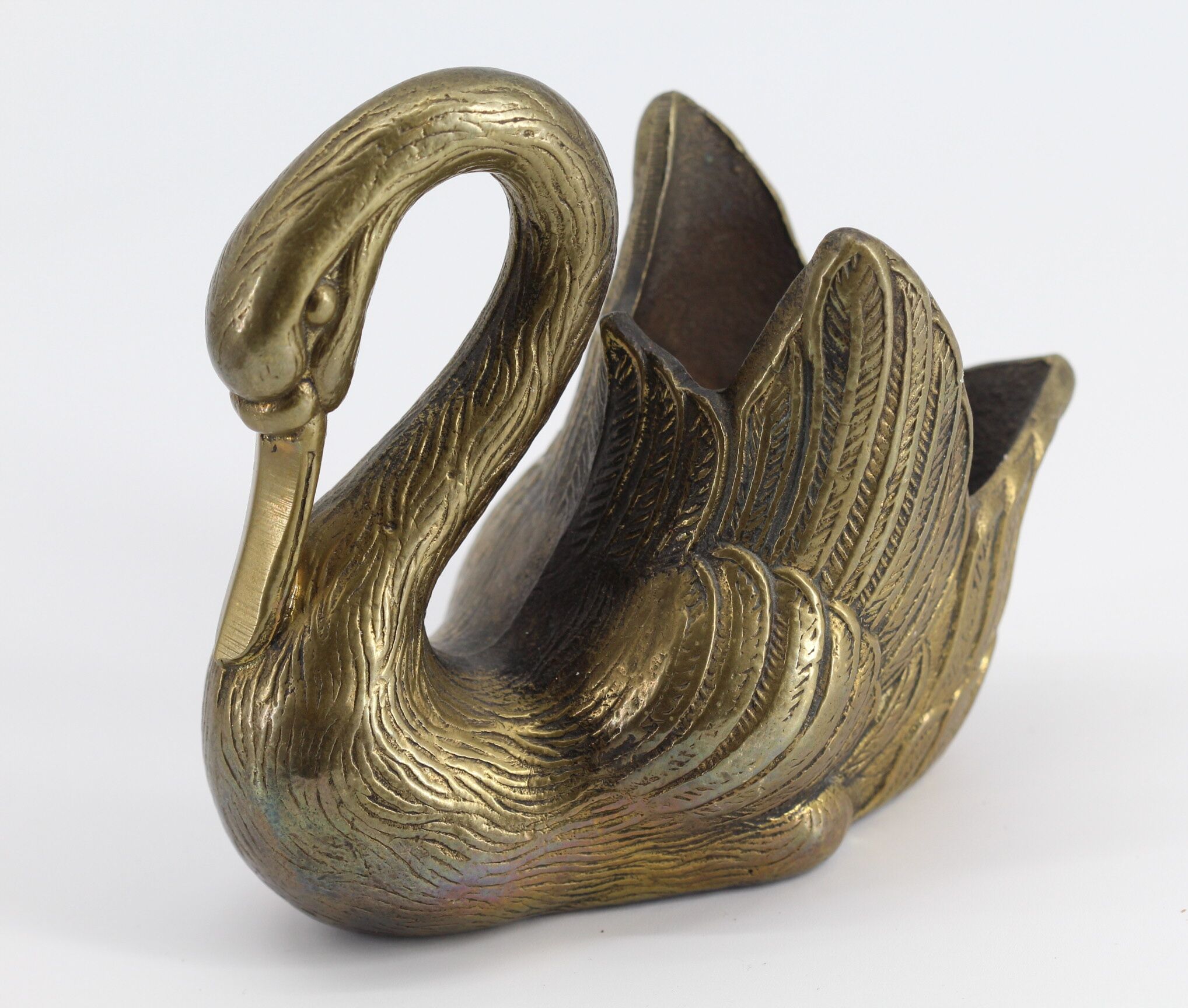Swan brass trinket bowl