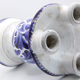 Triple candle holder in Biot earthenware with blue flower patterns