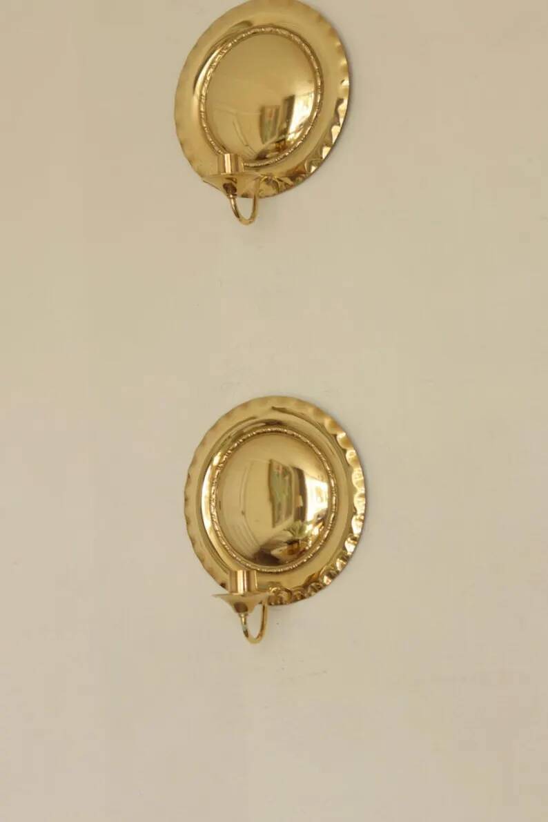 Pair of Swedish Mid-Century Brass Wall Sconces