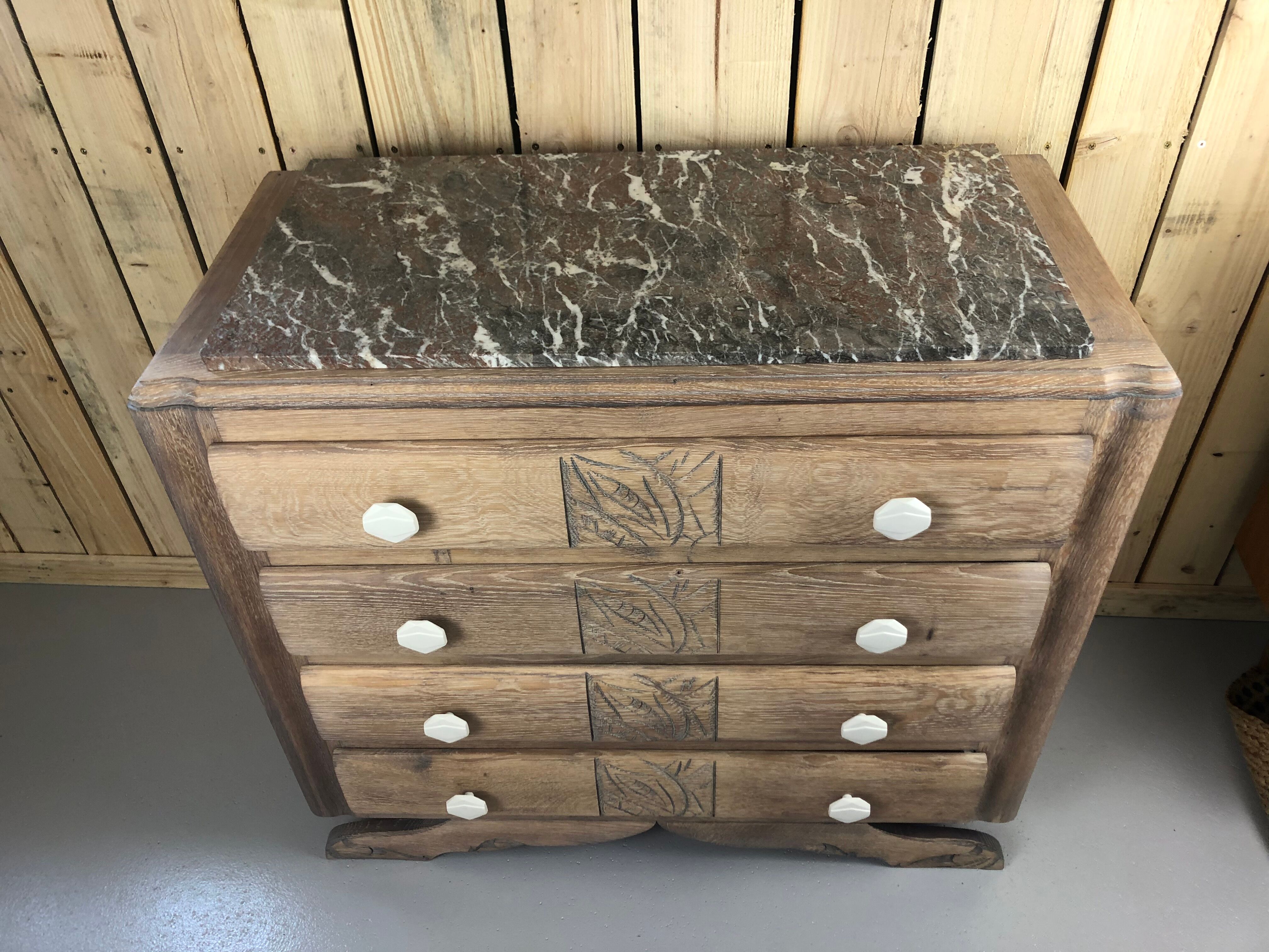 Art deco chest of drawers feet moustache restyled