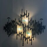 Brutalist Wall-Mounted Lamp & Coat Rack Sculpture by Angelo Brotto