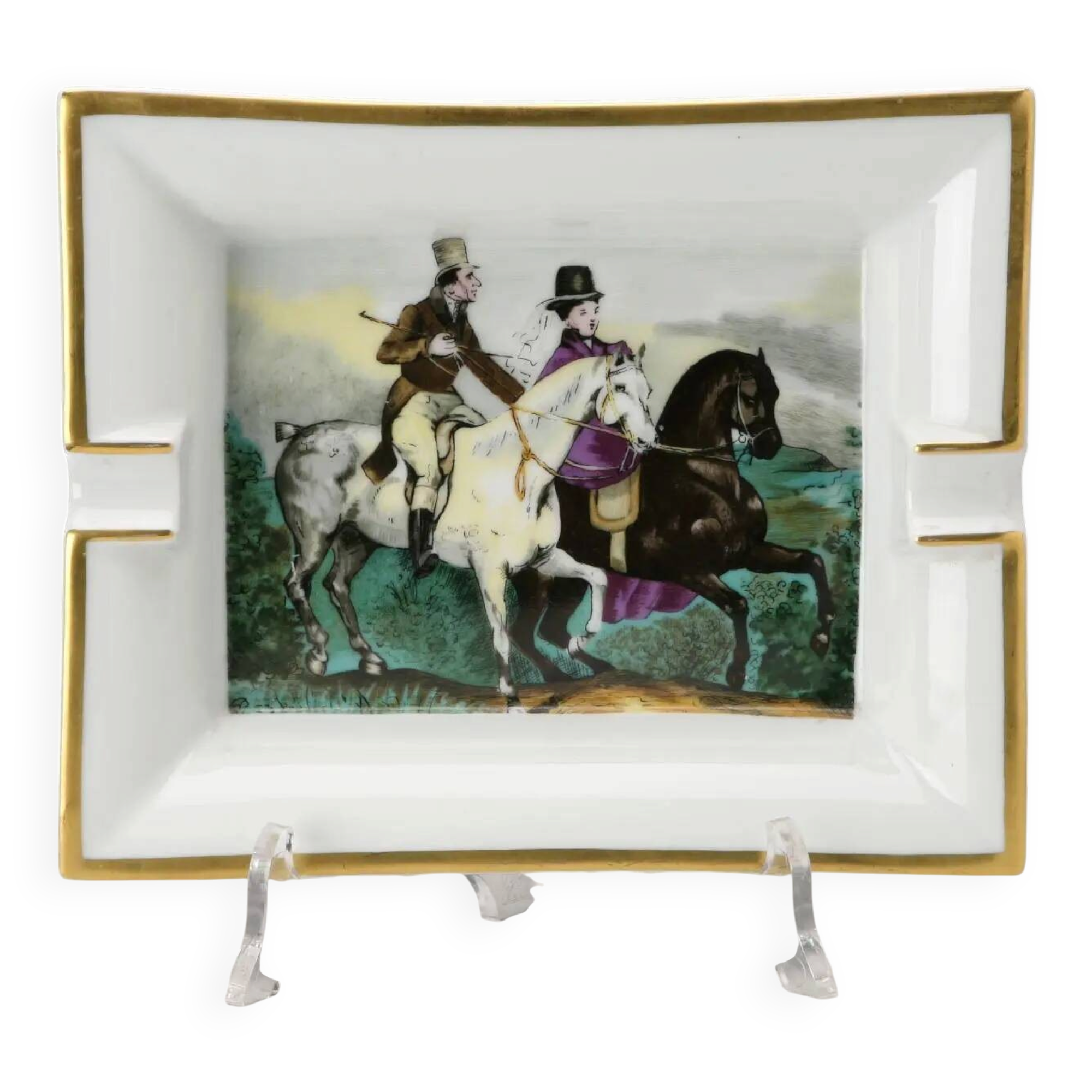 Vintage Hermès Paris ashtray in porcelain, France, 1980s.