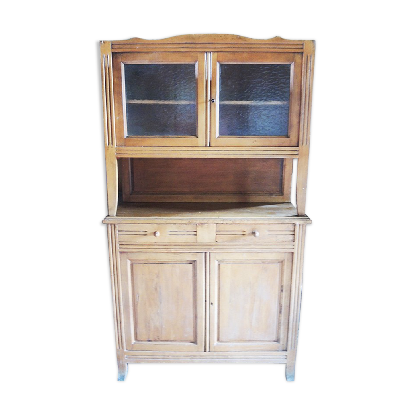 Buffet Vaisselier 2 Corps Vintage En Bois Vitre Selency