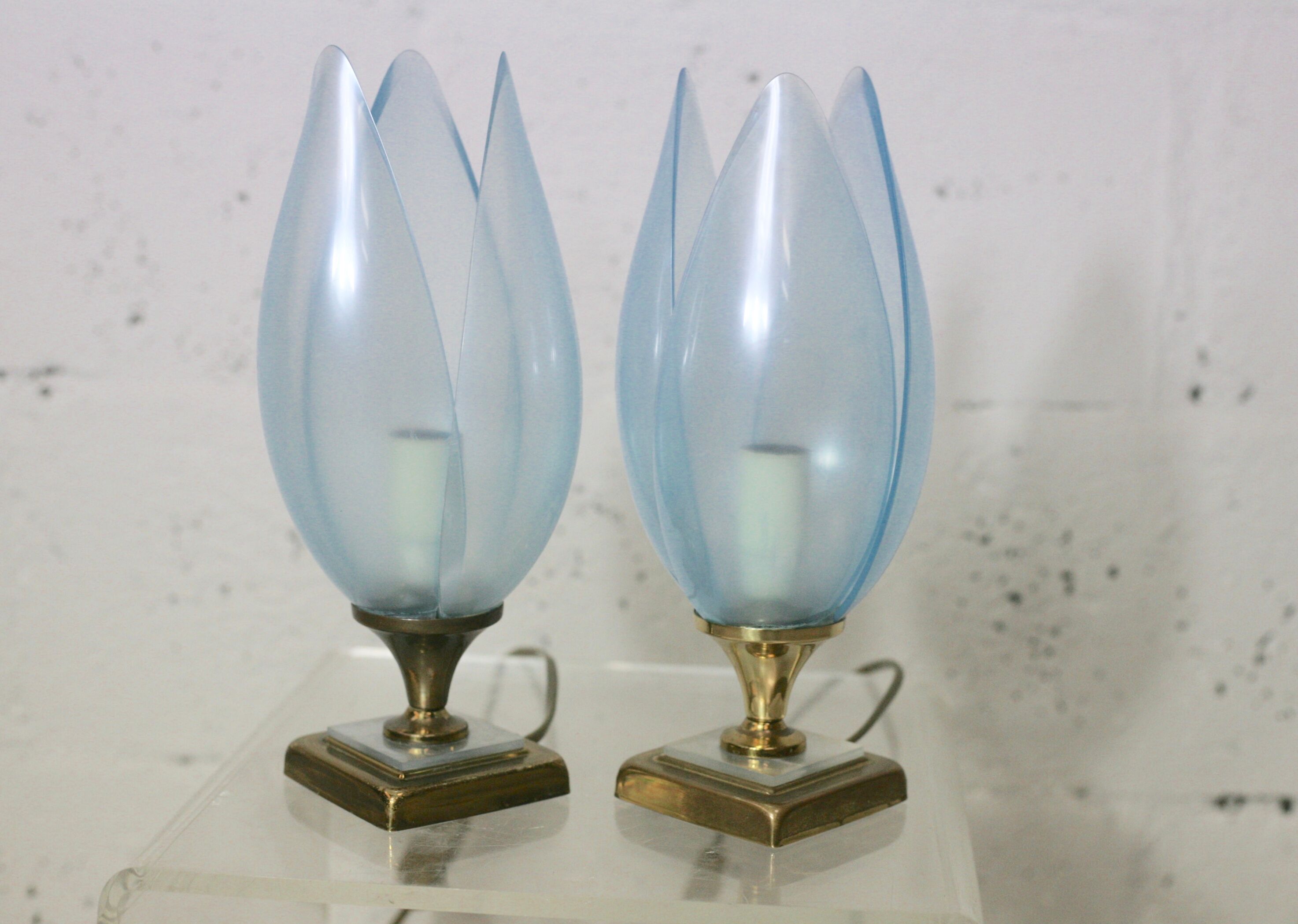 Pair of Blue Lamps edited by Rougier, France, circa 1970