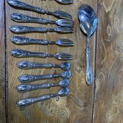 Dessert cutlery service consisting of 11 pieces hallmark 800 worked old and collector