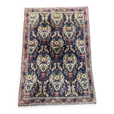 Antique Oriental rug from a nomadic tribe, 1950-1980, birds on a purple background