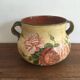 Old terracotta pot painted 50s - floral pattern