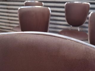Set of 6 chairs in chrome and vinyl brand "le gal" 70
