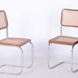 Restored Bauhaus Pair of Chairs, Robert Slezak, Chrome, Beech, Czechia, 1930s