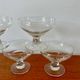 set of 5 crystal champagne glasses, worked and faceted feet, 1960
