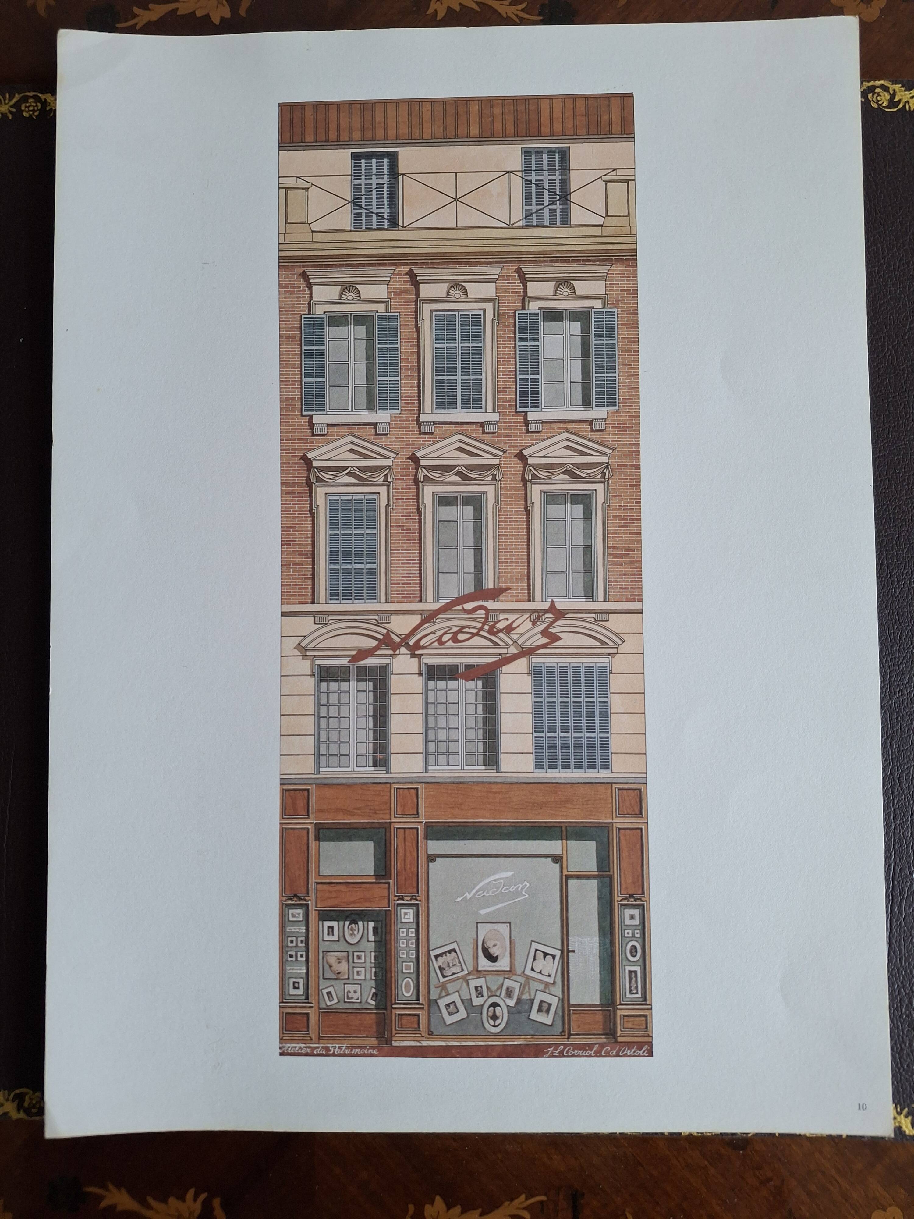 Charme de Marseille lot de 12 grandes lithographies bâtiments C. d'Ortoli