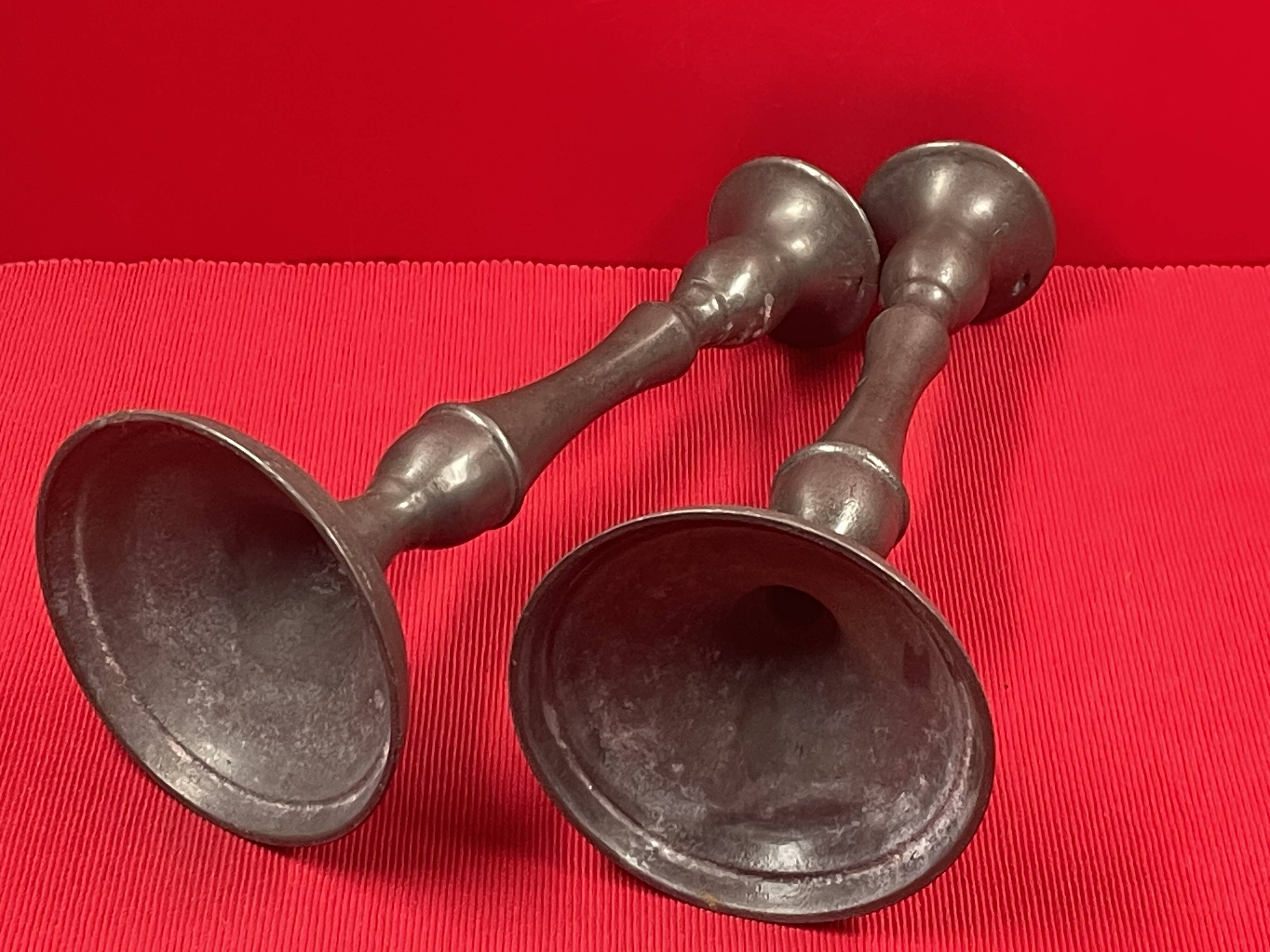 Pair of 23cm pewter candlesticks