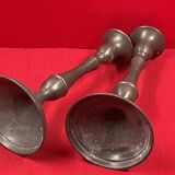 Pair of 23cm pewter candlesticks
