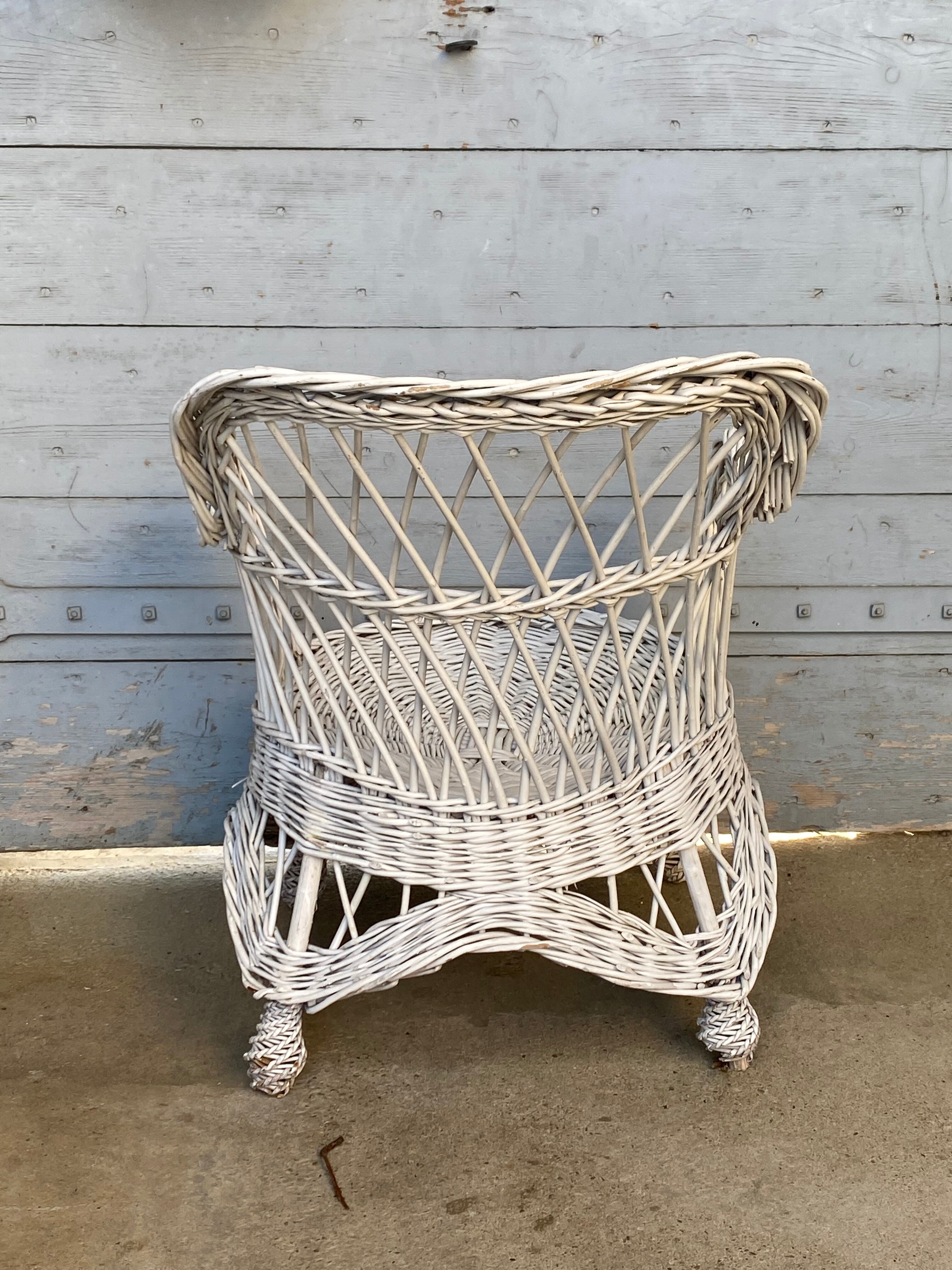 White rattan armchair