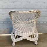 White rattan armchair