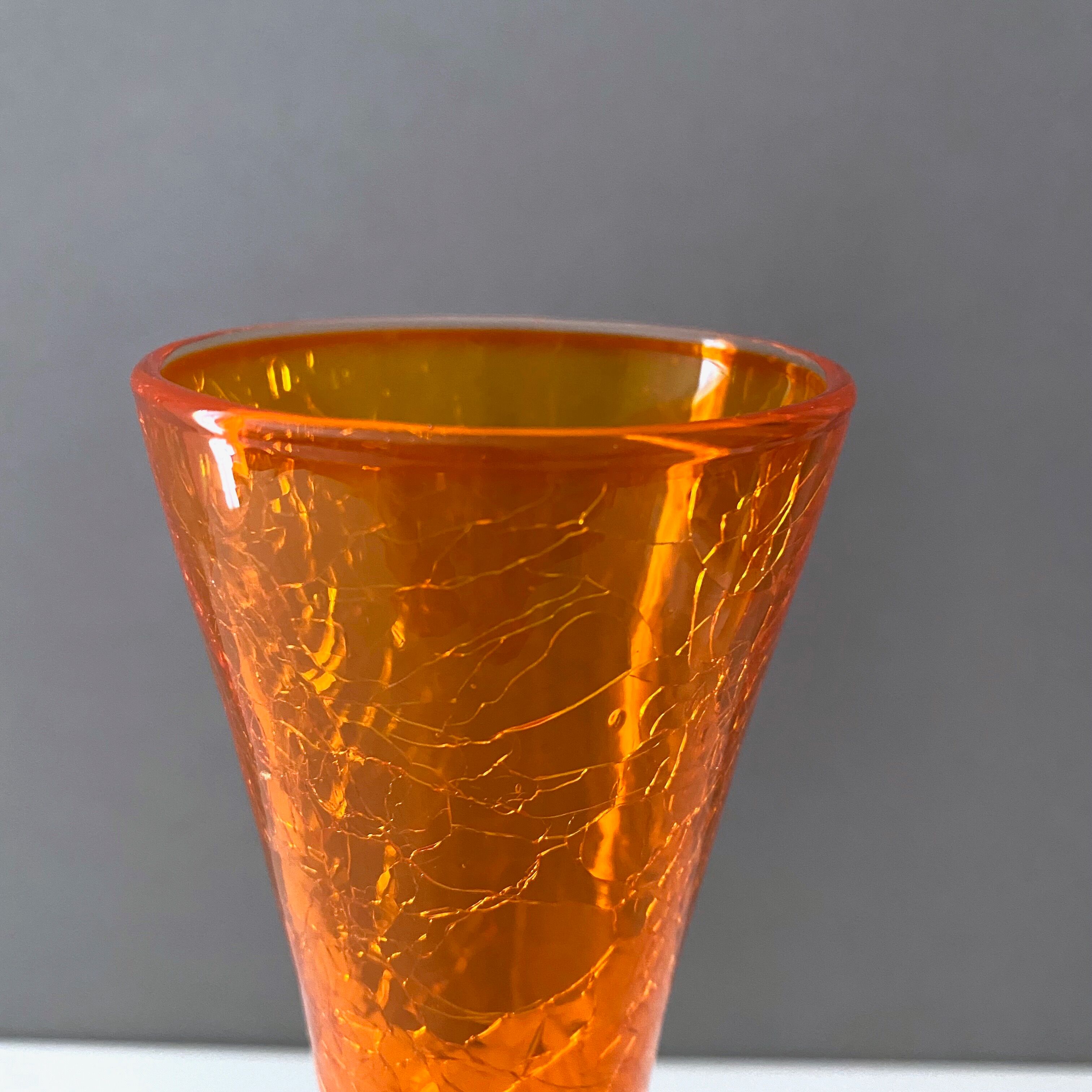 Craquelee Vase orange, Vintage Vase 70's