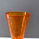 Craquelee Vase orange, Vintage Vase 70's