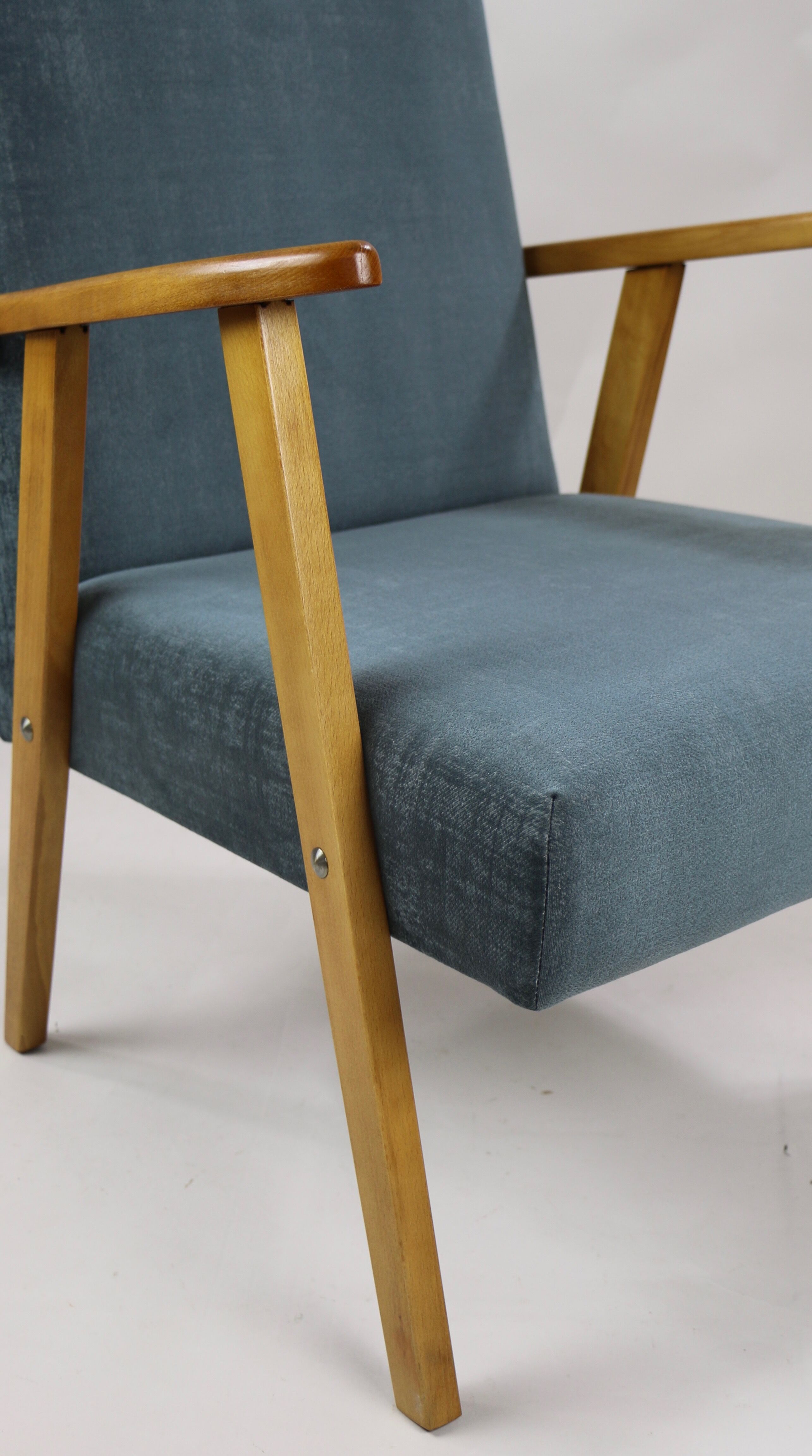 Set of 2 grey velvet armchairs, 1970s