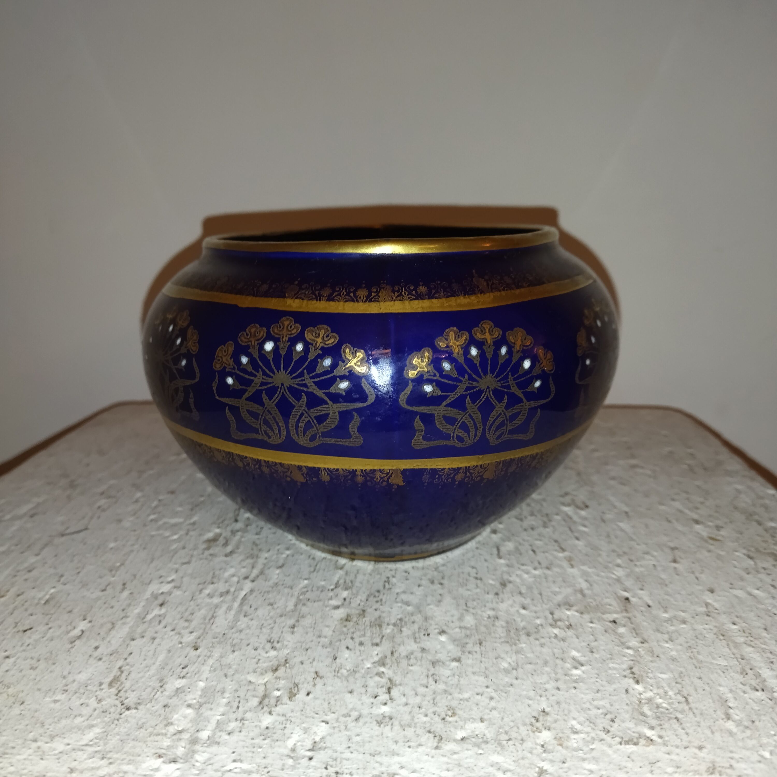 Planter vase or potenware cache enamels art-nouveau 1900